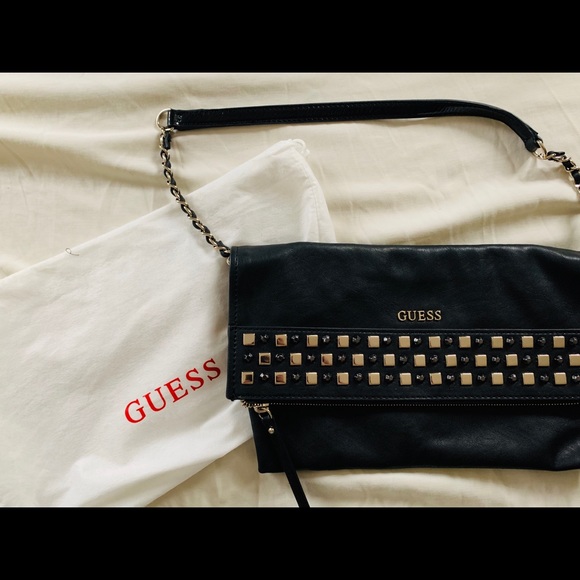 Guess studded black handbag with chain strap - Picture 2 of 8